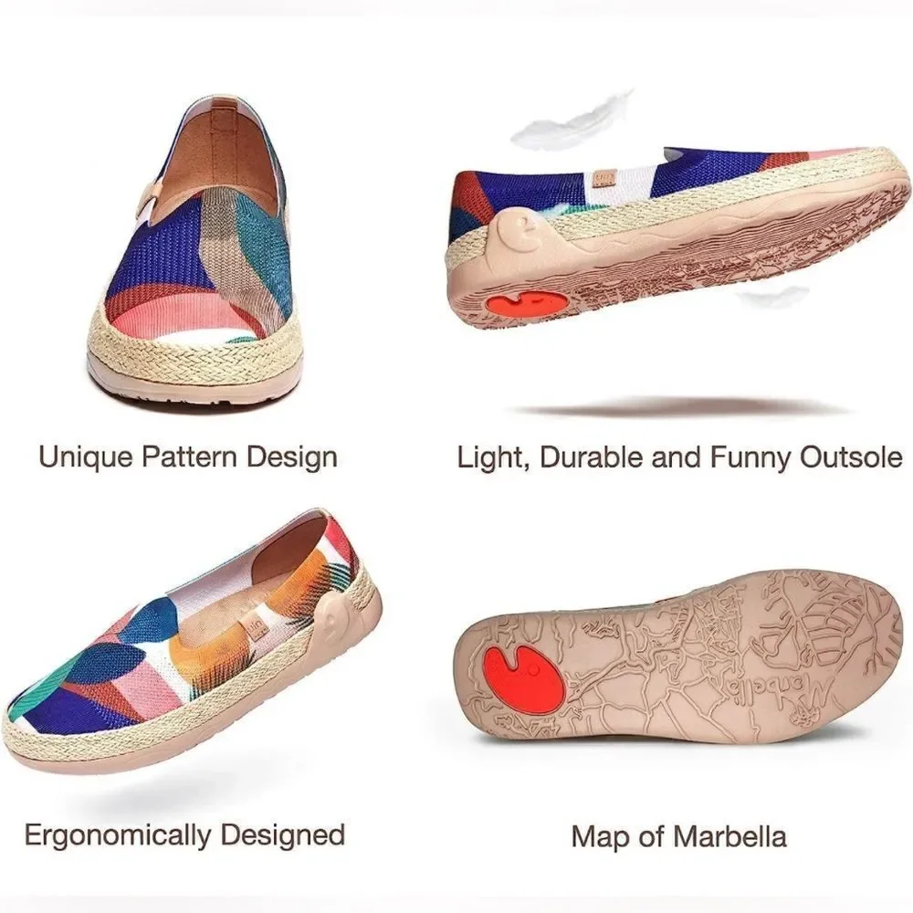 UIN Women's Espadrilles Knitted Walking Casual Shoes Marbella (Board Leaf)